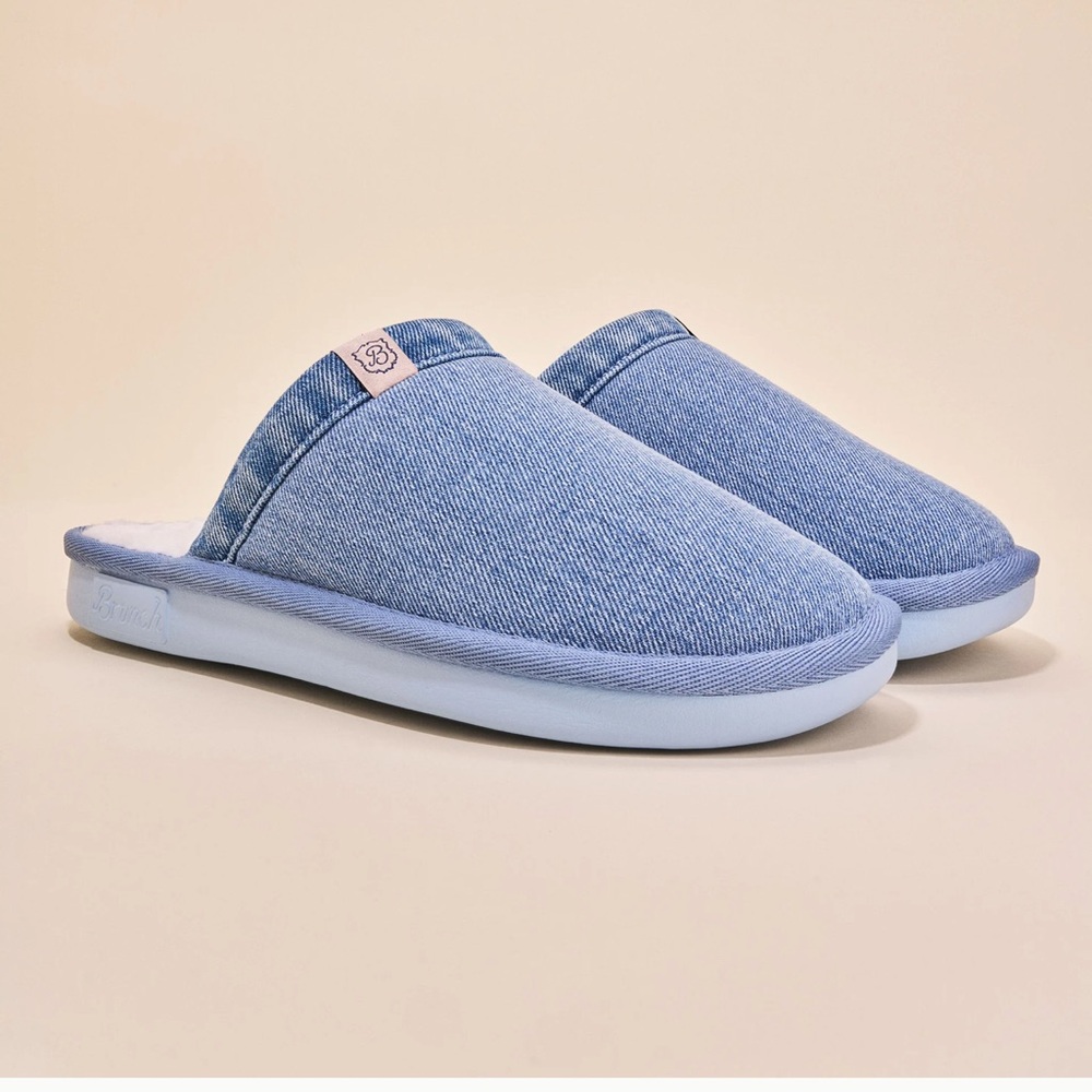 Parke Brunch Collab Denim Slip-On Slippers Size W8/ M7 - Picture 6 of 15